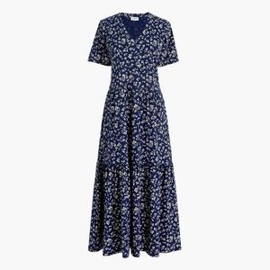 J.Crew Factory V-neck Tiered Knit Midi Dress XL Navy